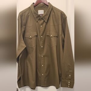 Tecovas Men's Olive Pearl Button Shirt